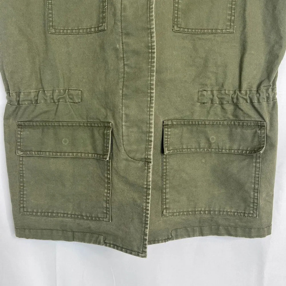 Fate Army Green Sleeveless Utility Vest Button Up Drawstring Waist Size Medium - Picture 4 of 9